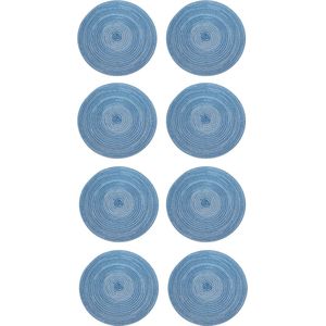 Krumble Placemat rond - Placemats - Onderleggers - Onderzetters - Tafelaccessoires - Set van 8 - Diameter 36 cm - Blauw/grijs