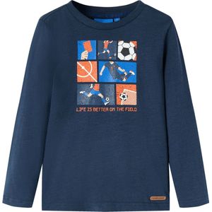 vidaXL - Kindershirt - met - lange - mouwen - 104 - gemêleerd - marineblauw
