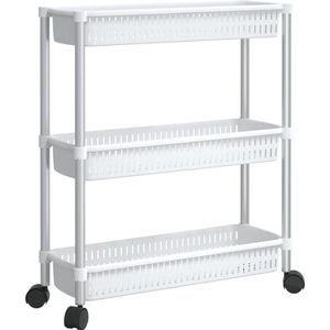 vidaXL-Opbergtrolley-3-laags-aluminium-zilverkleurig-en-wit