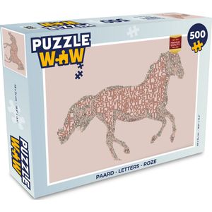 Puzzel Paard - Letters - Roze - Meisjes - Kinderen - Meiden - Legpuzzel - Puzzel 500 stukjes