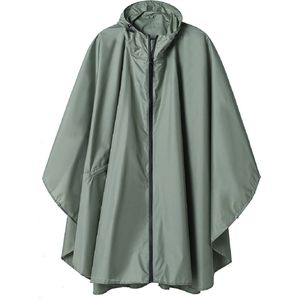 Geweo Regenponcho - Regenjas Raincoat - Fiets Regenjas - Regencape - Outdoor Wandelponcho - Lichtgewicht - Ademend - Heren Dames - One Size - GROEN