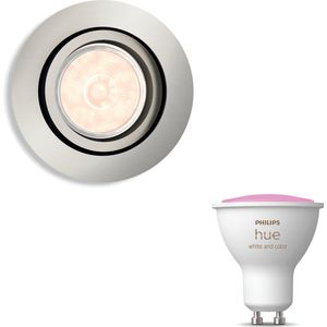Philips Hue Donegal Inbouwspot (Mat Chroom) - Rond - GU10 - Wit en Gekleurd Licht - Hue White and Color Ambiance