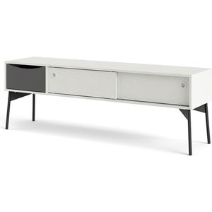 Elly TV-meubel 2 schuifdeuren, 1 lade mat wit, grijs.