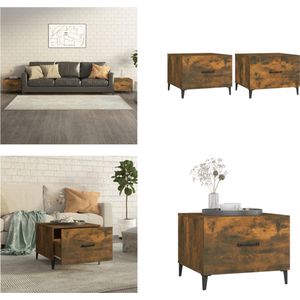vidaXL Salontafels 2 st met metalen poten 50x50x40 cm gerookt eiken - Salontafel - Salontafels - Tafel - Bijzettafel