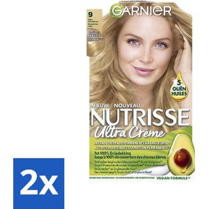Garnier - Nutrisse Ultra Crème 9 - Haarkleuring - Zeer Lichtblond - Intens Voedend - Permanente Kleur - Voordeelverpakking - 2 stuks
