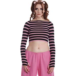 Banned - Frances Striped Gebreide trui - XL - Roze/Zwart