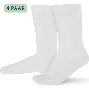 Hipperboo® 4 Paar Bamboe Sokken - Maat 35-38 - Wit - Dames Sokken - Bamboe Kousen - Naadloos