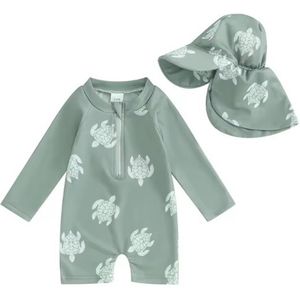 Badpak - Groen - Schildpadden - UV Zwem Pak - Unisex - Hoge Kwaliteit - Inclusief Muts