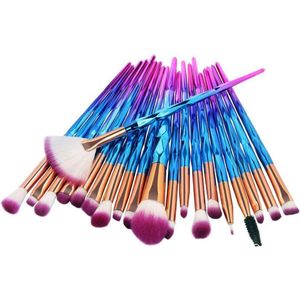 Scoby - Diamond Make-Up Kwastenset - Foundation en Oogschaduw Brushes - Beauty Penseel - 20 Stuks - Blauw