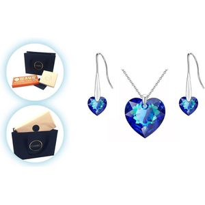 CHARO Cadeau Voor Vrouw - Swarovski - Sieraden sets - Blauw - Zilver