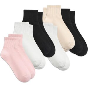 Inovra Plus - Ankle Sokken (6 Paar) Sport Sokken Katoenen Sokken voor Dames - Zwart Wit Abrikoos Roze - One Size