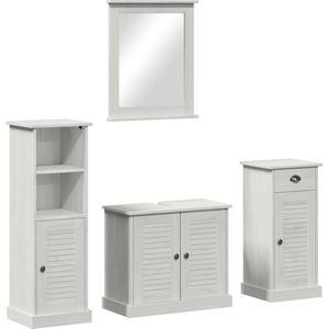 vidaXL Badkamermeubelset - Antiekwit - Massief Grenenhout - 3 Stuks