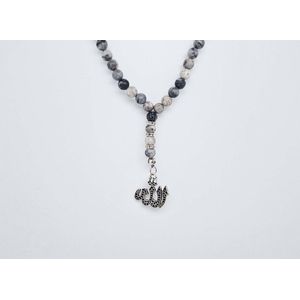Handgemaakte Natuurstenen Autohanger ""Map Jaspe""- Met metalen hanger ""Aallah"" - 8 mm diameter van de korrel- Mooie accessoire en decoratie voor de auto