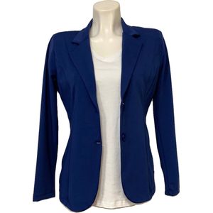 Angelle Milan – Travelkleding voor dames – Blauw Jasje met 2 knopen – Ademend – Kreukherstellend – Duurzaam - In 5 maten - Maat L