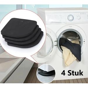 Set van 4 Wasmachine Dempers I Wasmachine Anti Slip Matjes I Trillingsdempers Wasmachine I Anti Geluid Wasmachine I Zwart