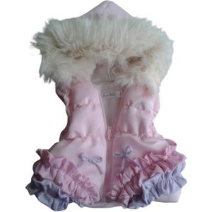 Maat 74 Bodywarmer met wit imitatiebont voor baby en kind zomerjas met strikjes en ruches