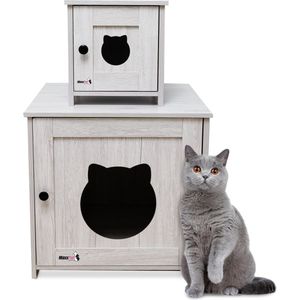 MaxxPet Kattenhuizen - Kattenbak set - kattenbak + kattenhuis - 30x30x30cm + 52x53x50cm