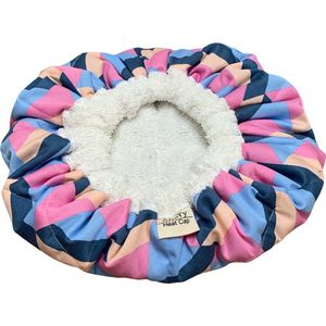 Heat Cap lijnzaad Roze – Wit Blauw Paars AfroTy - Heatcap - Conditioning Cap - Warmtekap - Krullend haar - Deep Conditioning - Haar herstellend - head cap winter - Curly Hair - Thermische Haarverzorgingskap - Douchemuts