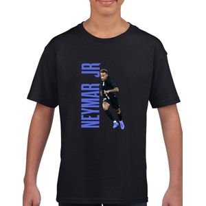 Neymar Jr - Da silva - PSG-Kinder shirt met tekst- Kinder T-Shirt - Zwart shirt - Neymar in blauw- Maat 146 - T-Shirt leeftijd 11 tot 12 jaar - Grappige teksten - Cadeau - Shirt cadeau - Voetbal- verjaardag -