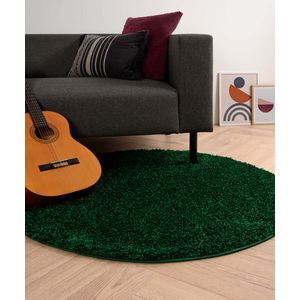 Rond hoogpolig vloerkleed shaggy Trend effen - jade 300 cm rond