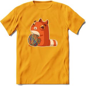 Kat en draad T-Shirt Grappig | Dieren katten Kleding Kado Heren / Dames | Animal Skateboard Cadeau shirt - Geel - XL