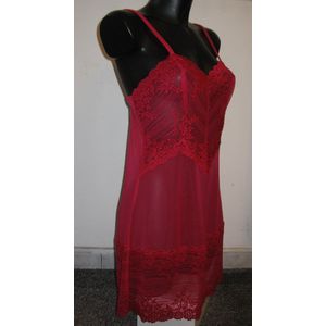 WAC0AL luxe slipdress van tule met kant rood - S