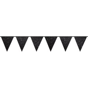 Vlaggenlijnen - 2 stuks - 6 meter - zwart - glitters - feest slingers