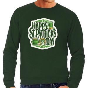 St. Patricks day sweater / trui groen voor heren - Happy St. Patricks day - Ierse feest kleding / kostuum/ outfit M