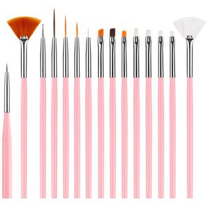 Nagelkunst Set van 15 Stuks voor Professioneel en Thuisgebruik, Inclusief Penselen en Liner voor Gel en Acryl