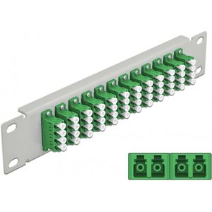 Delock - 10 Inch - Glasvezel Patch Panel - Groen - 12 Poorten LC Quad, 1U, Metaal, Grijs