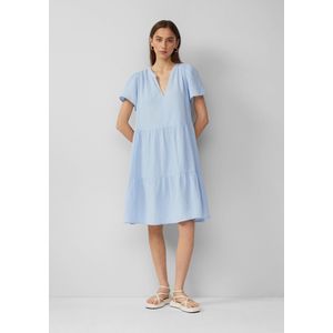 QS - Zomerjurk - Lichtblauw - Gevoerde Zoom/Rand - Kwartmouw - Knielengte
