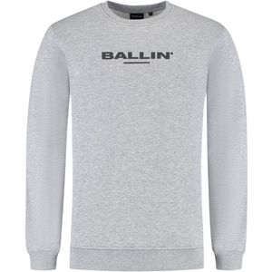 Ballin Amsterdam - Heren Regular fit Sweaters Crewneck LS - Grey - Maat XL