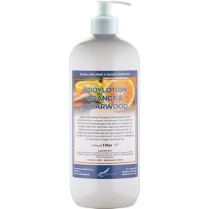 Bodylotion Sweet Orange & Cedarwood 1 Liter met witte pomp - stijlvolle en duurzame uitstraling