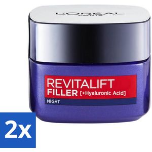 L'Oréal Paris Revitalift Filler - Nachtcrème - Anti-Veroudering - 50 ml - Voordeelverpakking - 2 stuks