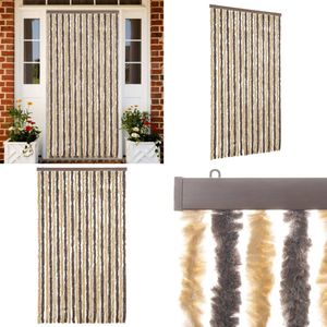 vidaXL Vliegengordijn 100x230 cm chenille donkerbruin en beige - Vliegengordijn - Vliegengordijnen - Vliegengordijn Deur - Deurgordijn