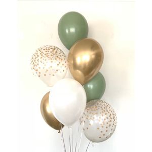 Huwelijk / Bruiloft - Geboorte - Verjaardag ballonnen Groen - Wit - Transparant - Polkadot Dots - Goud | Baby Shower - Kraamfeest - Fotoshoot - Wedding - Birthday - Party - Feest - Huwelijk | Decoratie | DH collection