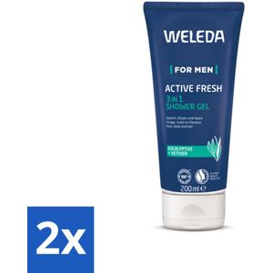 WELEDA - Douchegel 3‑in‑1 Active Fresh Men - 200 ml - Voordeelverpakking - 2 stuks