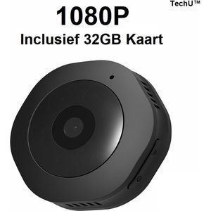 TechU Spycam Mini Camera - WiFi - Nachtzicht - Bewegingsdetectie - 32GB SD