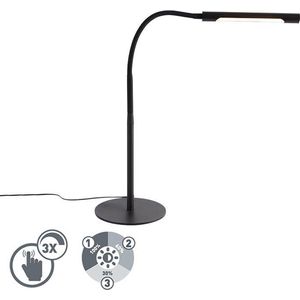 QAZQA palka - Design Dimbare LED Tafellamp met flexarm met Dimmer - 1 lichts - H 58 cm - Zwart - Woonkamer | Slaapkamer | Keuken