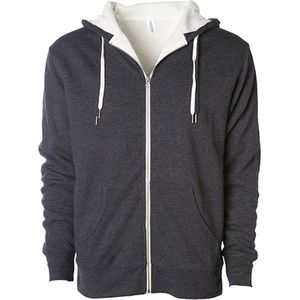 Independent Unisex Sherpa Lined Zip Hooded Jacket NP352 - Charcoal Heather/Natural - XS