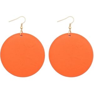 Zilveren -oranje -hout- oorbellen -5 cm- goudkleurig-Charme Bijoux