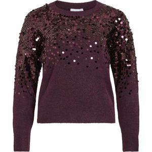 Vila - Visiquin O-neck - Gebreide Trui - Bordeauxrood - Dames