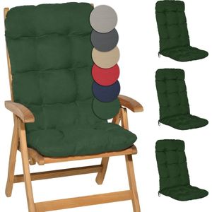 Beautissu Flair HL – Set van 4 Tuinstoelkussens Hoge Rug – 120x50 cm – Groen – Tuinkussen in Matraskussen Kwaliteit