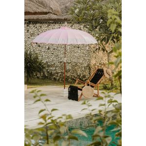 Bali parasol - half zilver roze - 180 cm