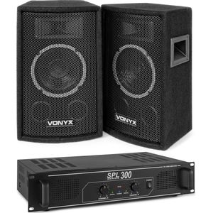 Vonyx geluidsinstallatie met 2x 6 inch woofers - 2-weg speakers en versterker - 500W