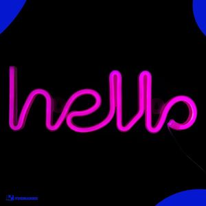 Neon Lamp - Hello Roze - Incl. 3 Batterijen - Neon Verlichting - Neon Led Lamp - Neon Wandlamp