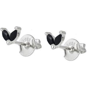 Oorbellen dames - oorstekers dames - 925 zilver oorbellen - zirkonia stenen - zwarte oorbellen - cadeau voor vrouw - Liefs Jade
