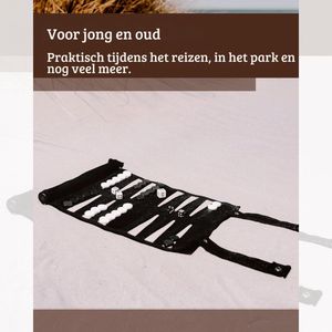 Backgammon Koffer – Luxe Backgammon Set – Lederen Bordspel – Reisspel Set - Draagbaar – Set Voor 2 Spelers - 25 x 34 cm - Zwart
