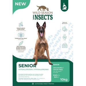 Wild Season Insects - Senior - Graanvrij- Hypoallergeen - Kwaliteit Eiwitrijk Hondenvoer - 10 Kilogram - Insectenhondenvoer - Hondenvoer - Insecten - Voer - Hond