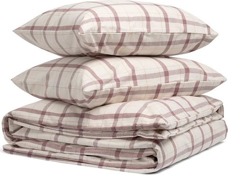 Yumeko - Dekbedovertrek - Mauve Check - 240x220 + 2/60x70 - Biologisch & Ecologisch